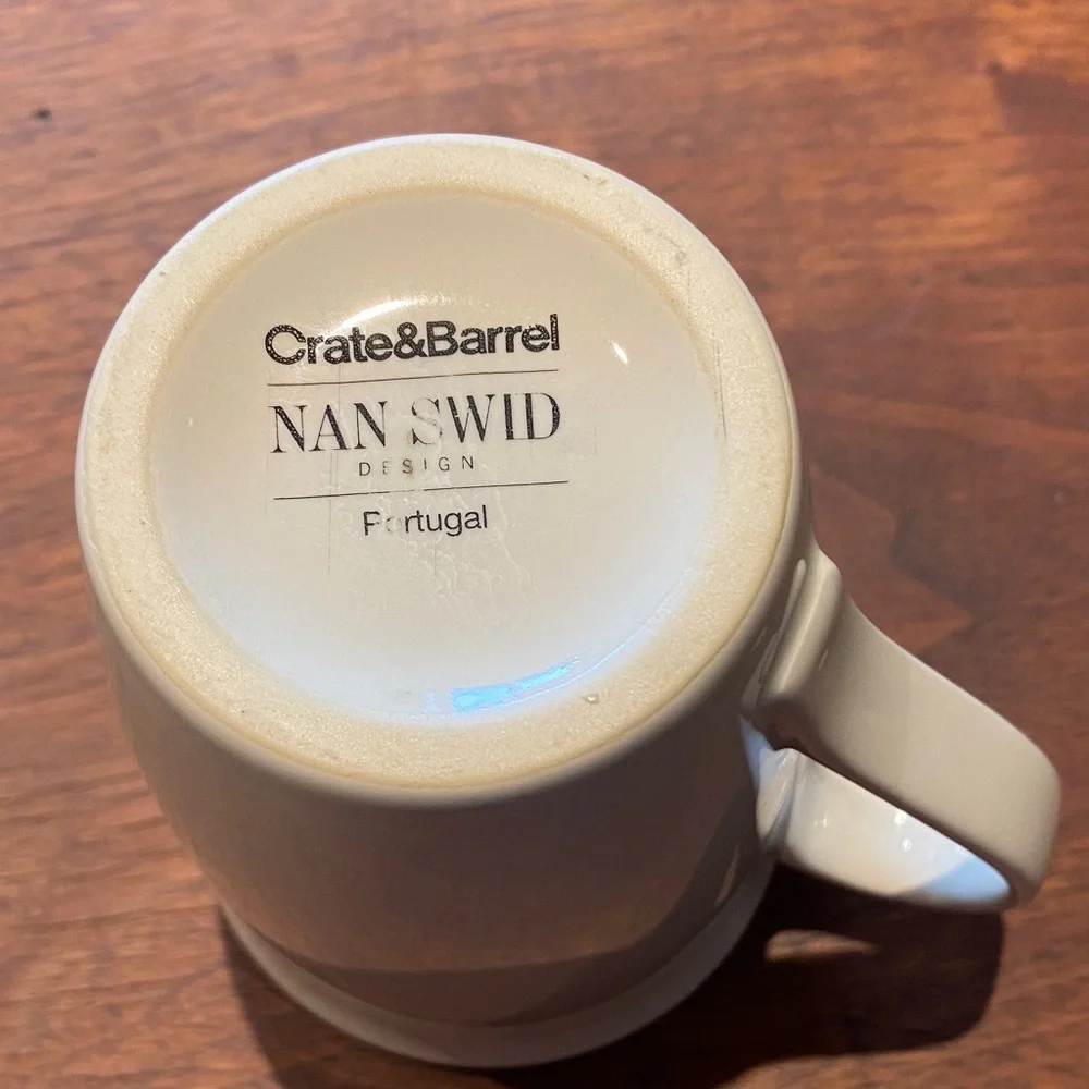 Set of 4 Crate & Barrel Classic Cream Mugs by Nan Swid